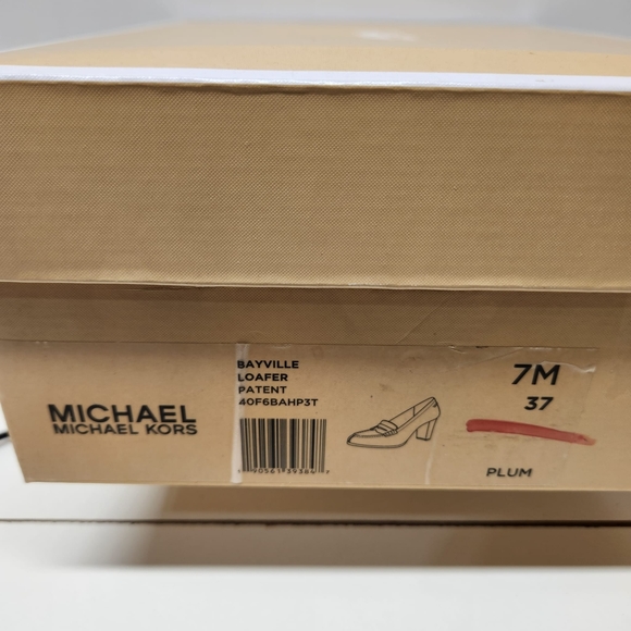 Mk Glossy Bayville loafer patent Leather plum wine color Heel 2.75 in - Picture 10 of 12